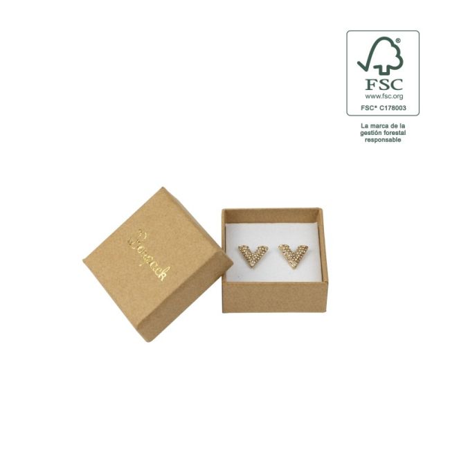 Caja de cartón fsc® para pendientes color kraft 50x50x23 mm F40-K