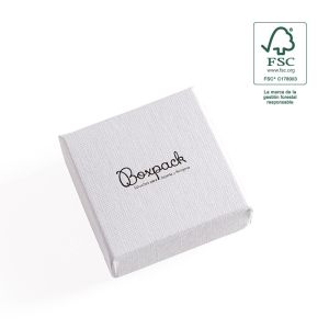 Caja de cartón fsc® para pendientes o conjunto color blanco 65x65x29 mm F61-B