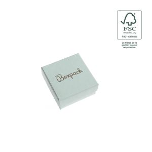 Caja de cartón fsc® para pendientes o conjunto color aguamarina 65x65x29 mm F61-AQ