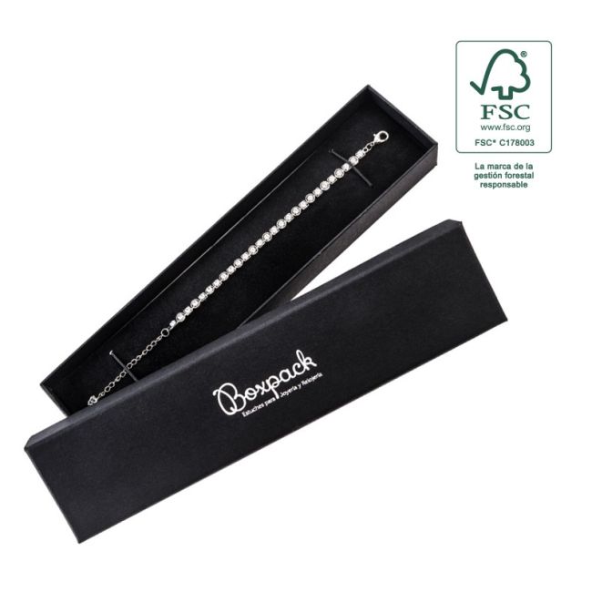 Caja de cartón fsc® para pulsera color negro 233x53x27 mm F51-N