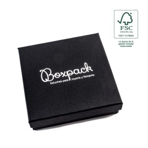 Caja de cartón fsc® para collar o conjunto color negro 120X120x35 mm F17-N