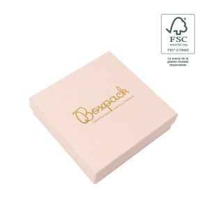 Caja de cartón fsc® para collar o conjunto color rosa cuarzo 120X120x35 mm F17-RC