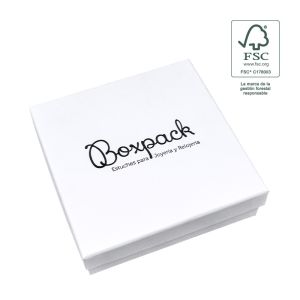 Caja de cartón fsc® para collar o conjunto color blanco 120X120x35 mm F17-B