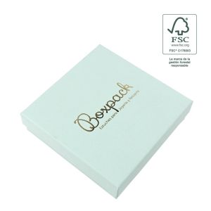 Caja de cartón fsc® para collar o conjunto color aguamarina 120X120x35 mm F17-AQ