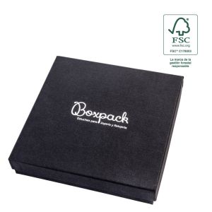 Caja de cartón fsc® para collar o conjunto color negro 167X167x33 mm F18-N