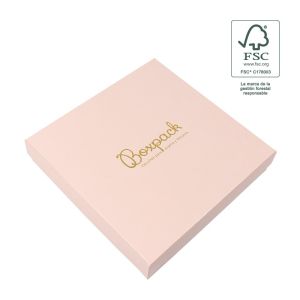 Caja de cartón fsc® para collar o conjunto color rosa cuarzo 167X167x33 mm F18-RC