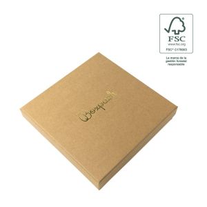 Caja de cartón fsc® para collar o conjunto color kraft 167X167x33 mm F18-K