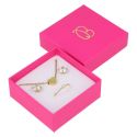 Caja de cartón fucsia pendientes o conjunto de joyería bisutería y joyas 65x65x29 mm. FX-61