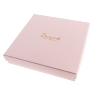 Caja de cartón para conjunto de colgante de joyería y bisutería  167x167x33 Mm color rosa cuarzo pi-18