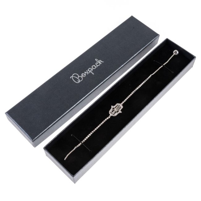 Caja de cartón para pulsera de joyería y bisutería 233x53x27 mm color gris q-51-g