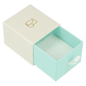Caja de cartón para anillo o pendientes color blanca 55x50x42 mm SG-1-B-AQ