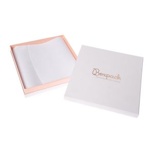 Caja de cartón blanca y rosa para collar o conjunto de joyería, bisutería y joyas 168X168X38 Mm SA-18-RS