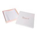 Caja de cartón blanca y rosa para collar o conjunto de joyería, bisutería y joyas 168X168X38 Mm SA-18-RS