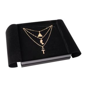 Caja de cartón negra para collar o colgante de joyería, bisutería y joyas 168X168X38 Mm SA-18-N