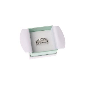 Caja de cartón blanca y aguamarina para anillo o pendientes de joyería, bisutería y joyas  SA-42-AQ
