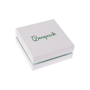 Caja de cartón blanca y aguamarina para colgante o conjunto de joyería, bisutería y joyas 87x87x38 Mm.  SA-61-AQ