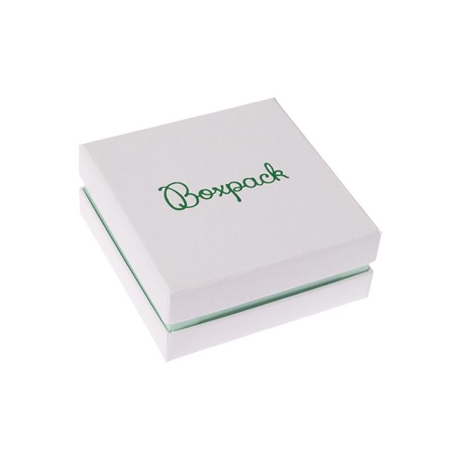 Caja de cartón blanca y aguamarina para colgante o conjunto de joyería, bisutería y joyas 87x87x38 Mm.  SA-61-AQ