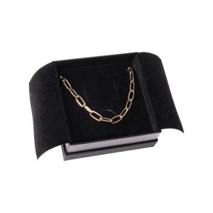 Caja de cartón blanca y negra para colgante o conjunto de joyería, bisutería y joyas 87x87x38 Mm.  SA-81-N