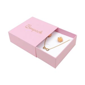 Caja de cartón para colgante o conjunto color rosa 83x83x33 mm SL-61-RS-RS