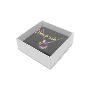 Caja de cartón para colgante o conjunto color transparente 83x83x33 mm SL-81-TR-B