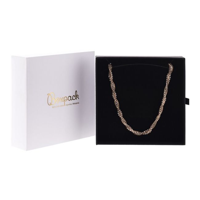 Caja de cartón para collar o conjunto color blanco 152x150x39 mm PB-5-B