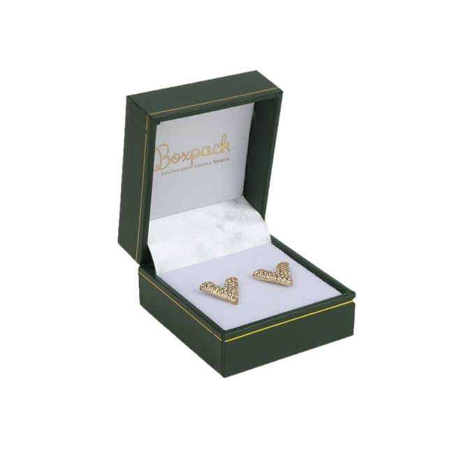 Estuche polipiel verde para pendientes 47x53x30 mm. J-07-VE