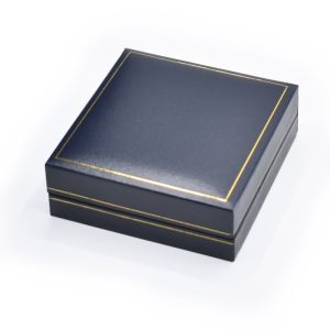 Estuche polipiel azul para conjunto 87x91x30  mm. J-09-J-A