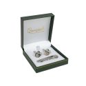 Estuche polipiel verde para gemelos y sujeta corbata 87x91x30 mm.  J-09-GS-VE