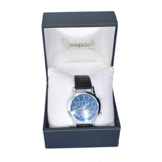 Estuche polipiel azul para reloj 90x90x75 mm. J-18-R-A