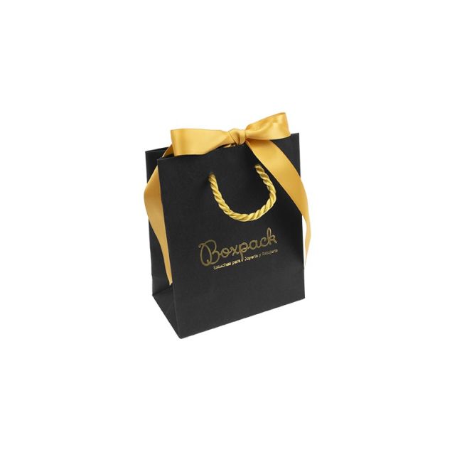 Bolsa ribbons de papel mate para joyería bisutería y relojería 120x150x65 mm BR-M-N