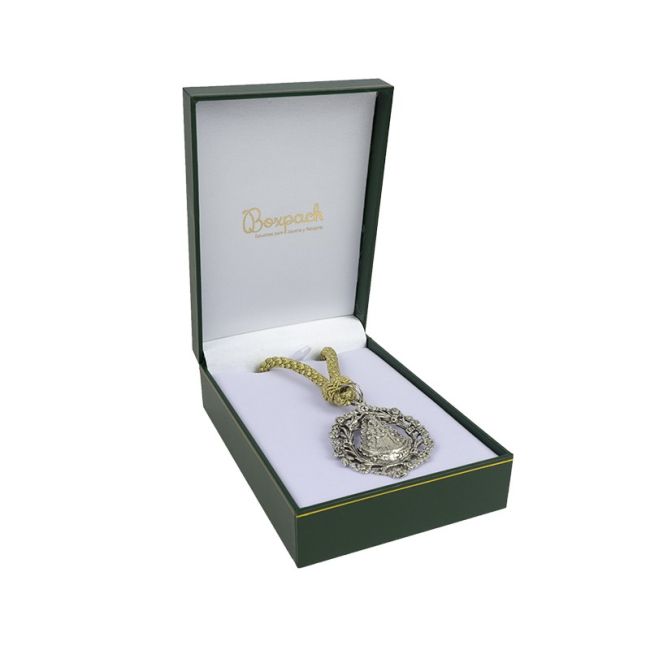 Estuche polipiel verde para medalla con cordon 110x155x50 mm. J-15-MC-VE