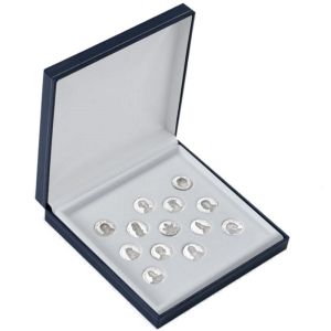 Estuche polipiel azul para arras 162x162x37 mm. J-02-A20-A