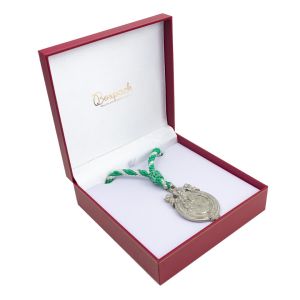 Estuche polipiel rojo para medalla con cordon 160x160x53 mm. J-02-MC-R