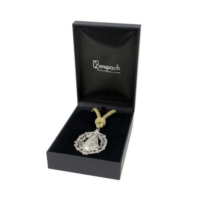 Estuche polipiel negro para medalla con cordon 110x155x50 mm. C-15-MC