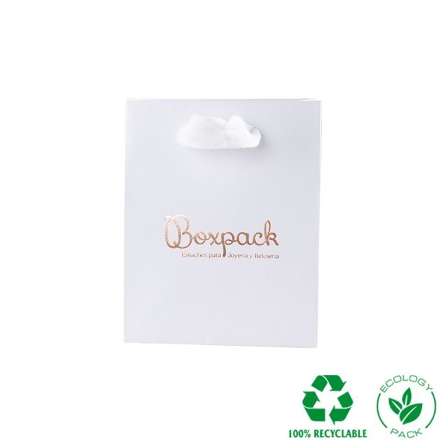 Bolsa de papel eco mate color blanco para joyería, bisutería y relojería 120x150x65xmm E-B-M-B