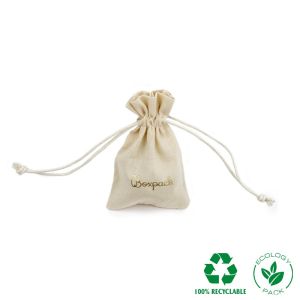 Bolsa textil de algodón color natural cerrada para joyería y bisutería 65x95 mm C-301-NA