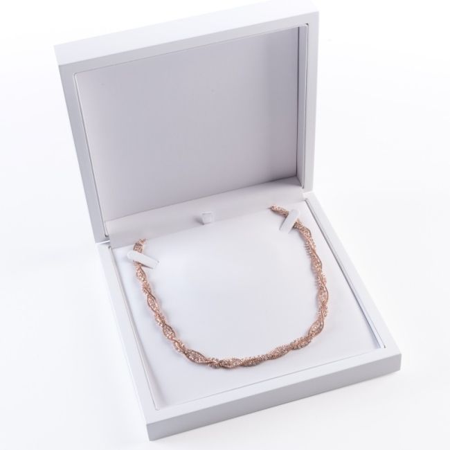 Estuche de madera para collar color blanco 185x185x42 mm CU-7-B