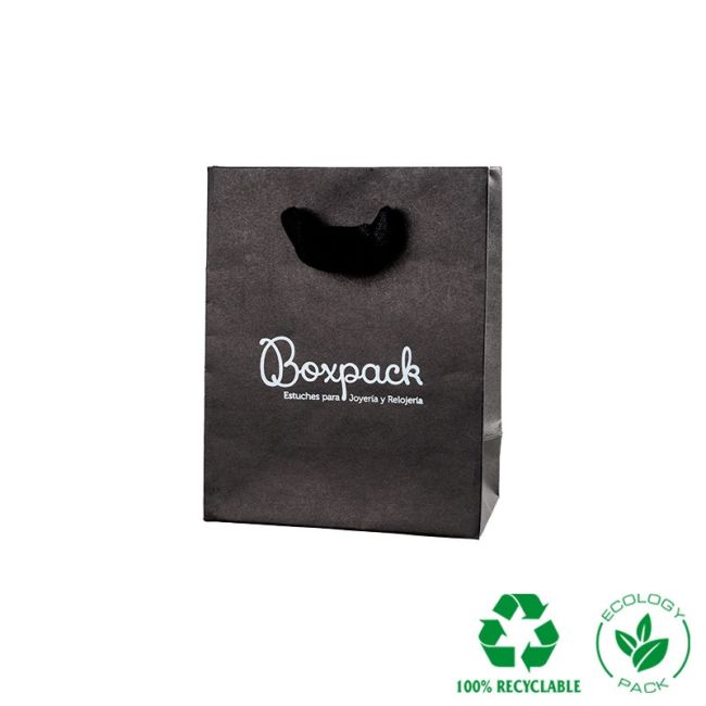 Bolsa de papel eco mate color negro para joyería, bisutería y relojería 120x150x65xmm E-B-M-N