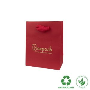 Bolsa de papel eco mate color rojo para joyería, bisutería y relojería 120x150x65xmm E-B-M-R