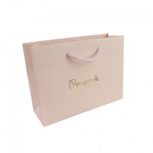 Bolsa de papel mate rosa cuarzo para joyería bisutería y relojería 200X150X70 mm B-MA-RC