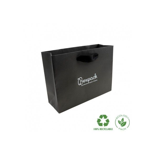 Bolsa de papel eco mate color negro para joyería, bisutería y relojería 200X150X70 mm E-B-MA-N