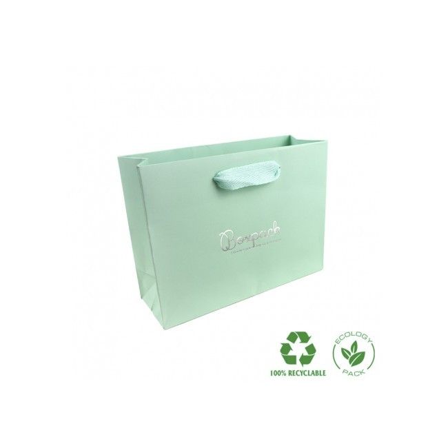 Bolsa de papel eco mate color aguamarina para joyería, bisutería y relojería 200X150X70 mm E-B-MA-AQ