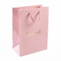 Bolsa de papel mate rosa cuarzo para joyería bisutería y relojería 180x250x100 mm B-L-RC