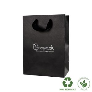 Bolsa de papel eco mate color negro para joyería, bisutería y relojería 180x250x100 mm E-B-L-N