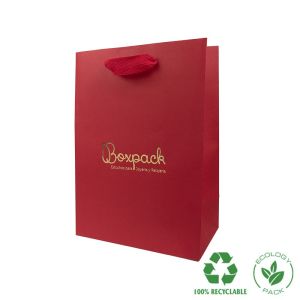 Bolsa de papel eco mate color rojo para joyería, bisutería y relojería 180x250x100 mm E-B-L-R