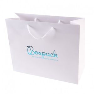 Bolsa de papel mate blanca asa blanca para joyería bisutería y relojería 340x280x130 mm B-XL-B-B