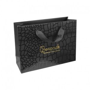 Bolsa de papel uvi para joyería bisutería y relojería negra 200x150x70 mm BV-MA