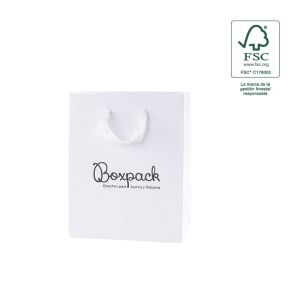 Bolsa de papel ecológica FSC blanco para joyería, bisutería y relojería FE-B-M-B