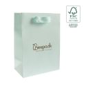 Bolsa de papel ecológica FSC aguamarina para joyería, bisutería y relojería 180x250x100  mm FE-B-L-AQ