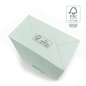Bolsa de papel ecológica FSC aguamarina para joyería, bisutería y relojería 180x250x100  mm FE-B-L-AQ